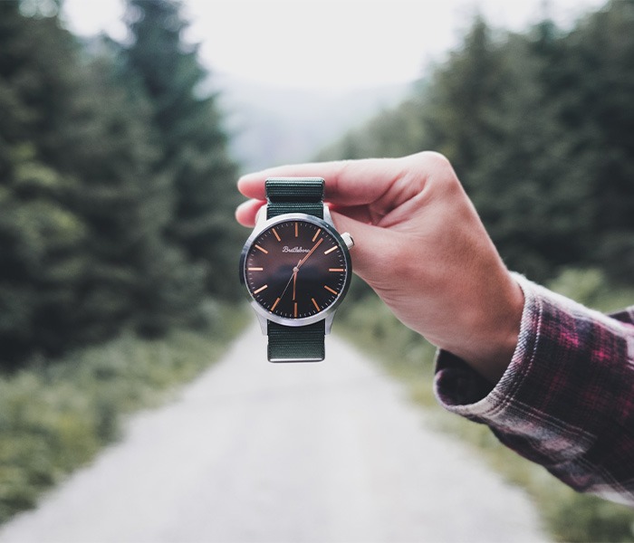  Round black analog watch