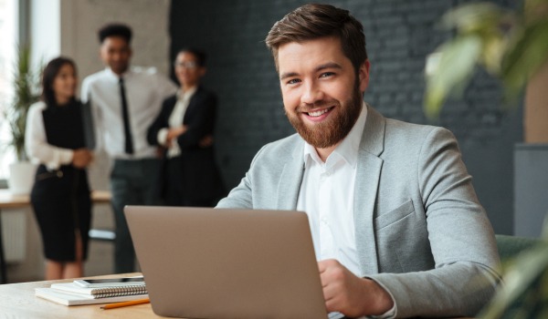 Cheerful Young Caucasian  Businessman